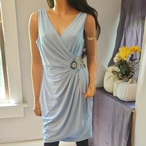 Calvin Klein Light Blue Draped Midi Dress